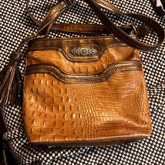 Brown Crocodile-Embossed Women Bag - Picture 1 of 5